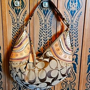 Coach Jacquard Studded Hobo